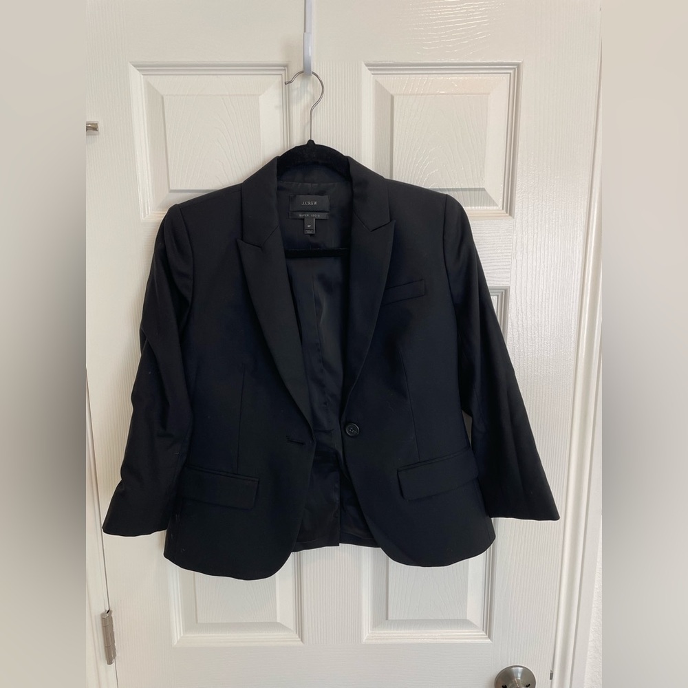 JCrew super 120s Wool Black Blazer Jacket